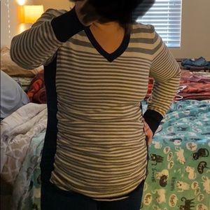 Navy and cream sweater 2X